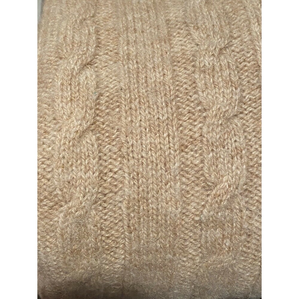 Vtg 90s Jantzen USA Wool Blend Cable Knit Sweater L Beige Grunge Fisherman Style - Picture 3 of 5